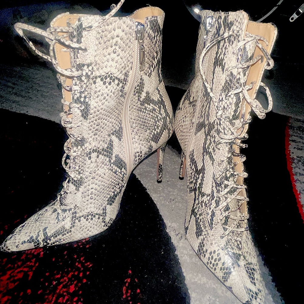 Schutz Anaiya Snakeskin-Embossed Bootie